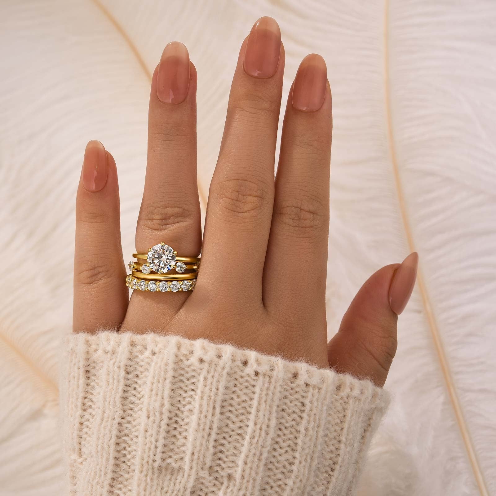 4PC 2.0Ct Round Cut Wedding Ring Set In Sterling Silver