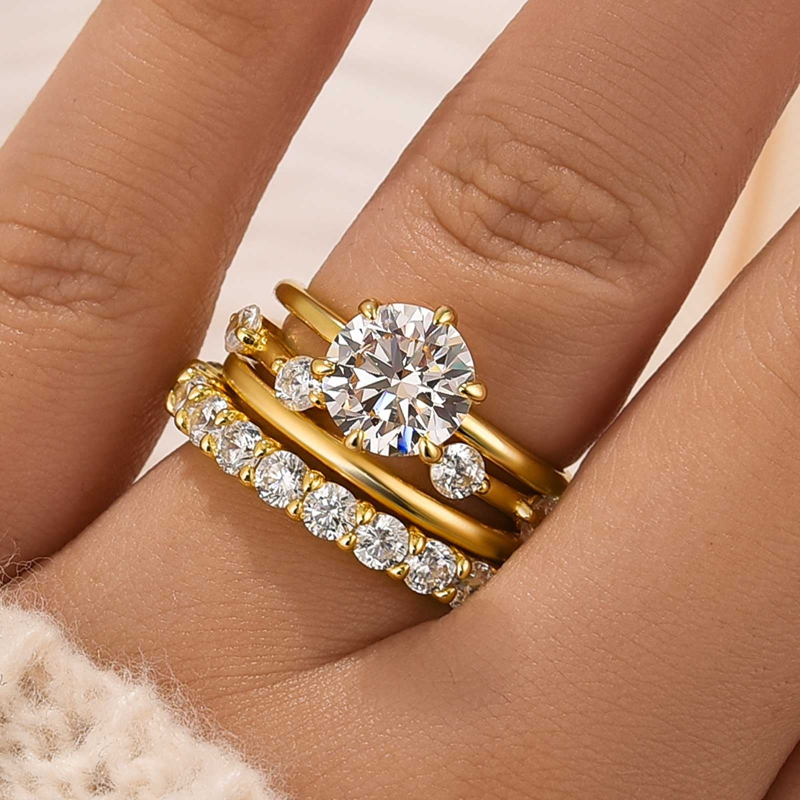 4PC 2.0Ct Round Cut Wedding Ring Set In Sterling Silver