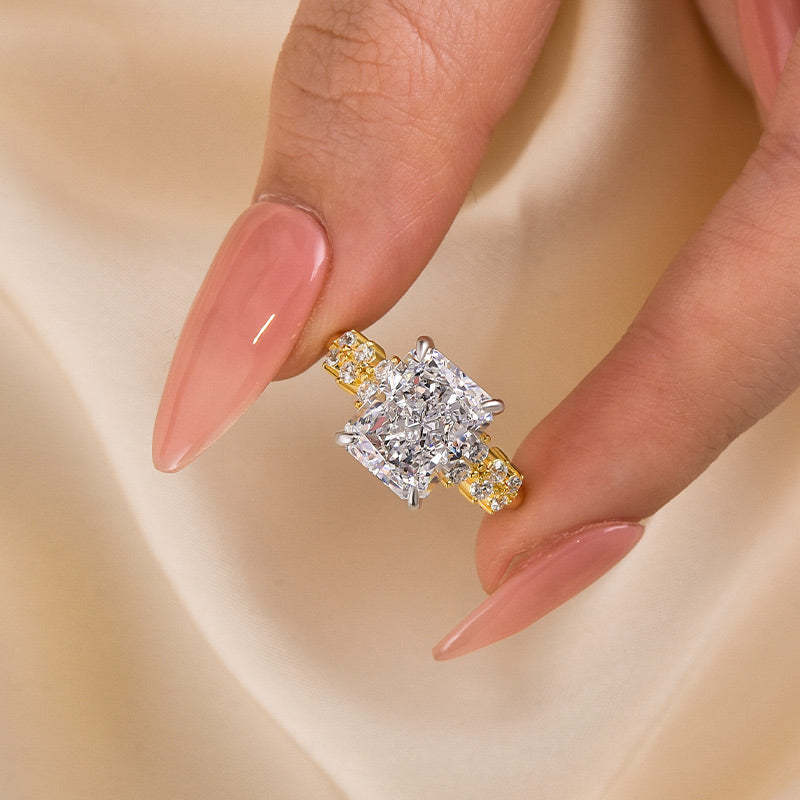 Louily Unique 4.5 Carat Radiant Cut Yellow Gold Engagement Ring - louilyjewelry