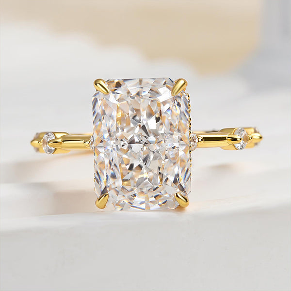 Louily Exclusive Crushed Ice Radiant Cut Simulated Diamond Engagement Ring