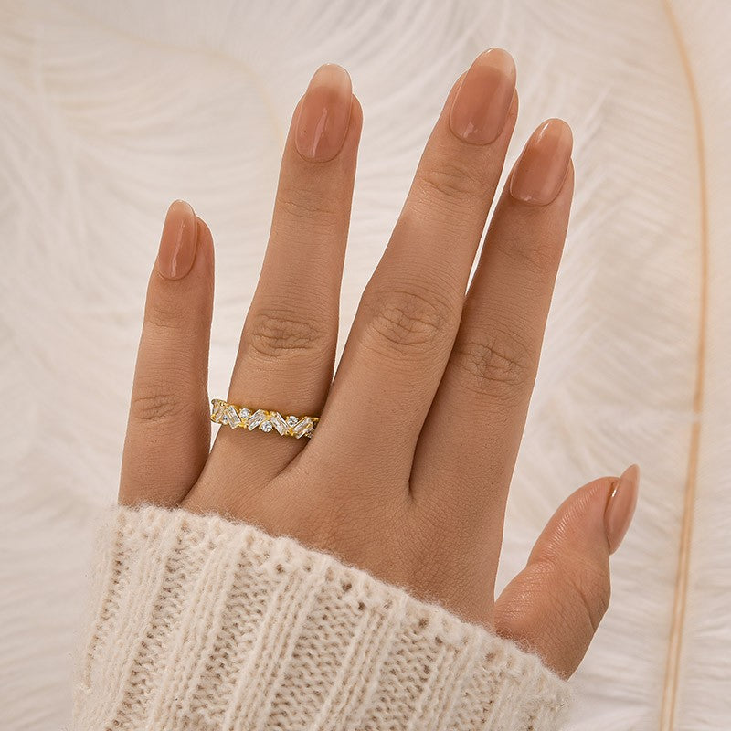 1.8Ct Half Round Cut & Emerald Cut Wedding Band In Sterling Silver