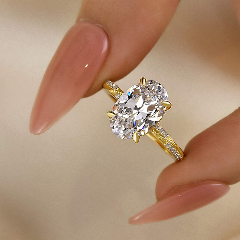 Louily Exquisite Oval Cut Engagement Ring For Women In Sterling Silver - louilyjewelry