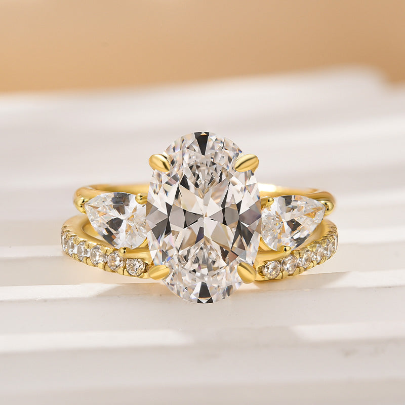 Louily Unique Oval Cut Insert Wedding Ring Set For Women In Sterling Silver - louilyjewelry