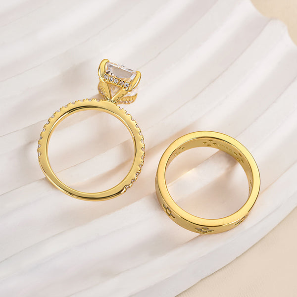 Louily Enchanting Yellow Gold Radiant Cut Wedding Set