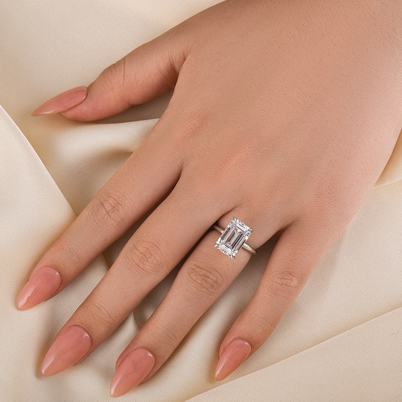 Louily 5.0Ct Emerald Cut Engagement Ring For Women - louilyjewelry