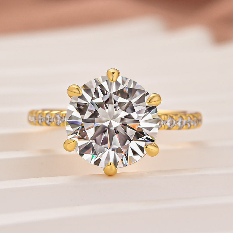 Louily 2.0~4.0 Carat Moissanite 6 Prong Round Cut Engagement Ring