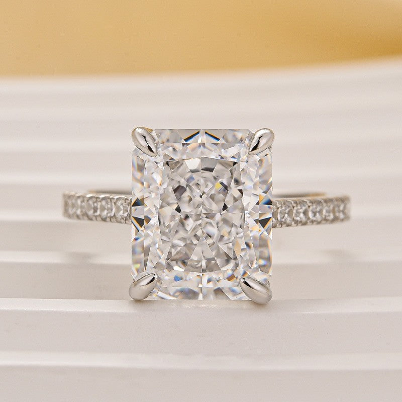 Classic 5.0Ct Radiant Cut Engagement Ring Travel Ring In Sterling Silver