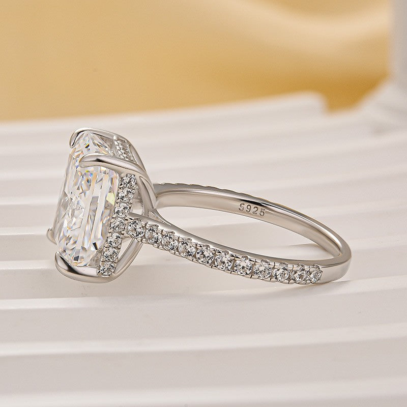 Classic 5.0Ct Radiant Cut Engagement Ring Travel Ring In Sterling Silver