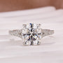 Moissanite 3.5Ct Cushion Cut Split Shank White Gold Engagement Ring - louilyjewelry