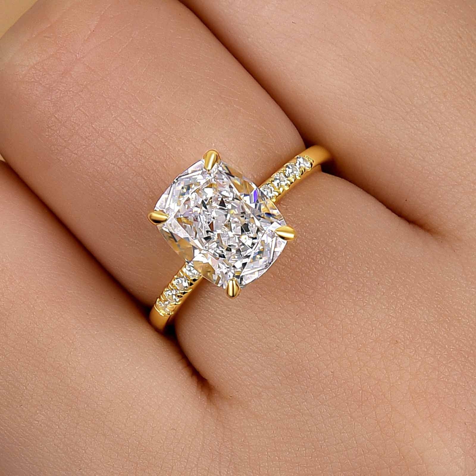 4.5Ct Cushion Cut Engagement Ring Travel Ring In Sterling Silver