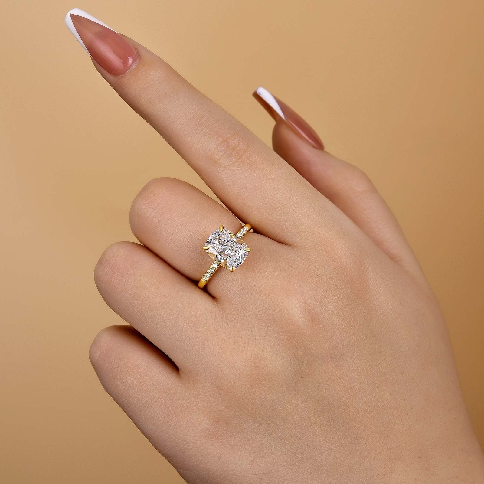 4.5Ct Cushion Cut Engagement Ring Travel Ring In Sterling Silver