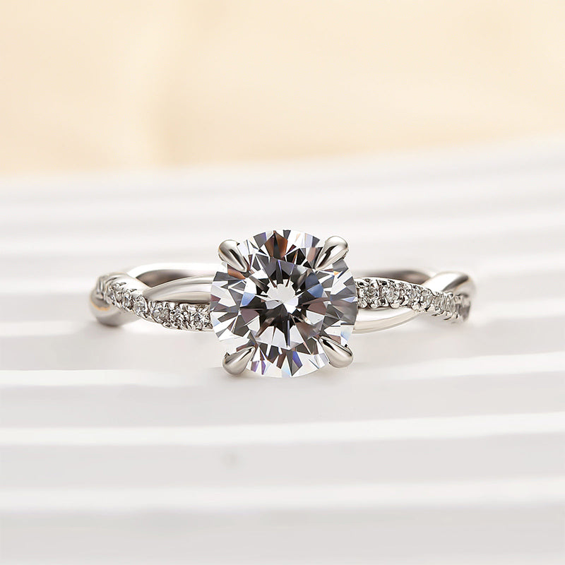 Louily 1.25 Carat Twist Round Cut Engagement Ring In Sterling Silver - louilyjewelry