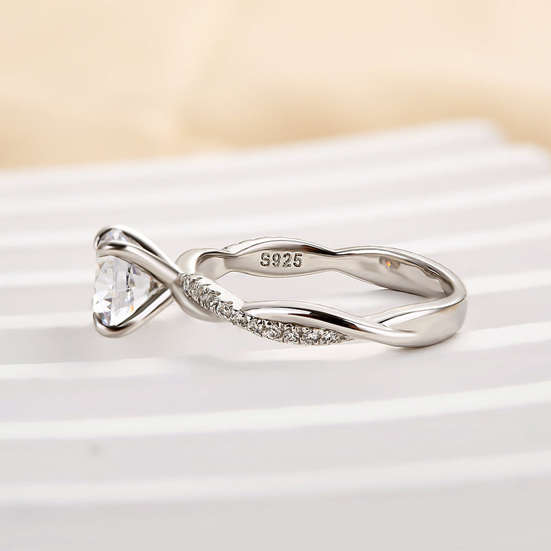 Louily 1.25 Carat Twist Round Cut Engagement Ring In Sterling Silver - louilyjewelry