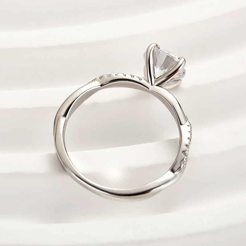 Louily 1.25 Carat Twist Round Cut Engagement Ring In Sterling Silver - louilyjewelry