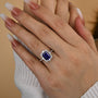 Louily 3.0 Carat Halo Emerald Cut Blue Sapphire Engagement Ring In Sterling Silver - louilyjewelry