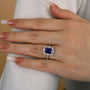 Louily 3.0 Carat Halo Emerald Cut Blue Sapphire Engagement Ring In Sterling Silver - louilyjewelry