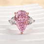 Louily Stunning Pear Cut Pink Sapphire Three Stone Engagement Ring - louilyjewelry