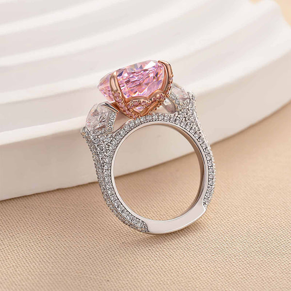 Louily Stunning Pear Cut Pink Sapphire Three Stone Engagement Ring