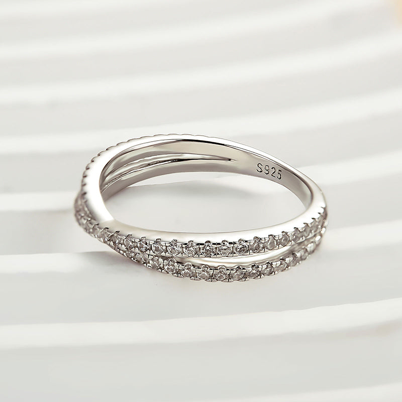 Louily  X Criss Cross Wedding Band For Women In Sterling Silver - louilyjewelry