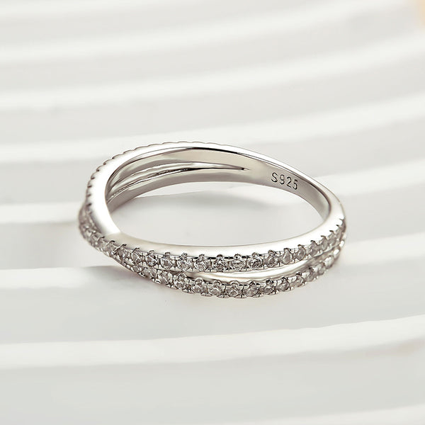 Louily  X Criss Cross Wedding Band For Women In Sterling Silver