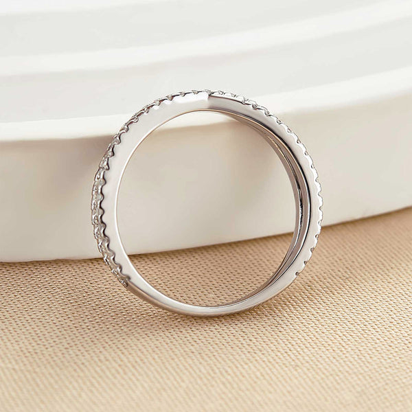 Louily  X Criss Cross Wedding Band For Women In Sterling Silver