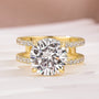 Moissanite Split Shank Design 4.0Ct Round Cut Yellow Gold Engagement Ring - louilyjewelry