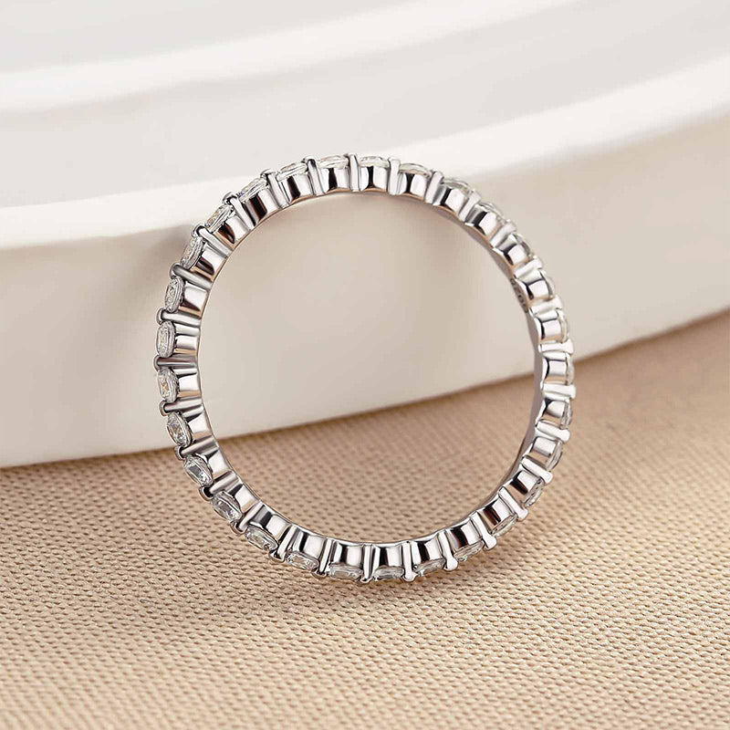 Louily Classic Round Cut Full Eternity Wedding Band In Sterling Silver - louilyjewelry