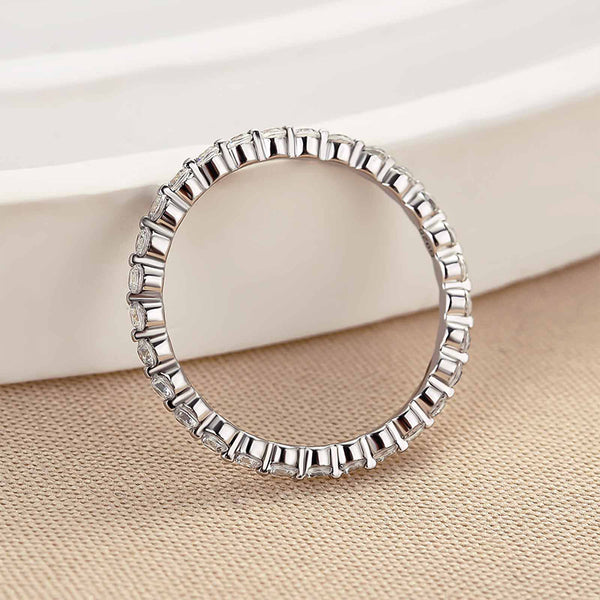 Louily Classic Round Cut Full Eternity Wedding Band In Sterling Silver