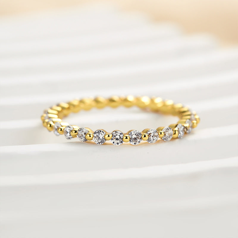 Louily Classic Round Cut Full Eternity Wedding Band In Sterling Silver - louilyjewelry