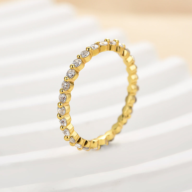 Yellow gold 1Ct round cut full eternity wedding band