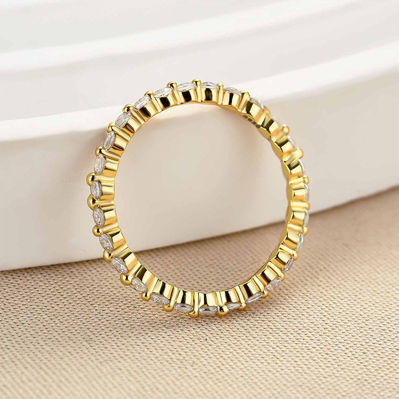 Louily Classic Round Cut Full Eternity Wedding Band In Sterling Silver - louilyjewelry