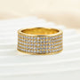 Louily Stunning Yellow Gold Pave Wide Wedding Band In Sterling Silver - louilyjewelry