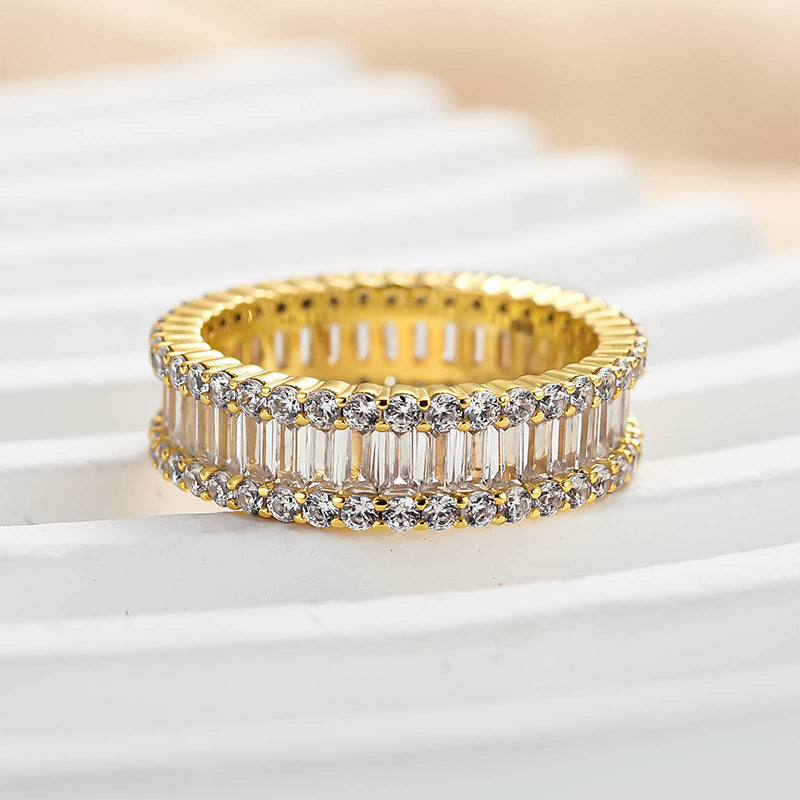 Louily Stunning Emerald Cut Women's Wedding Band In Sterling Silver - louilyjewelry