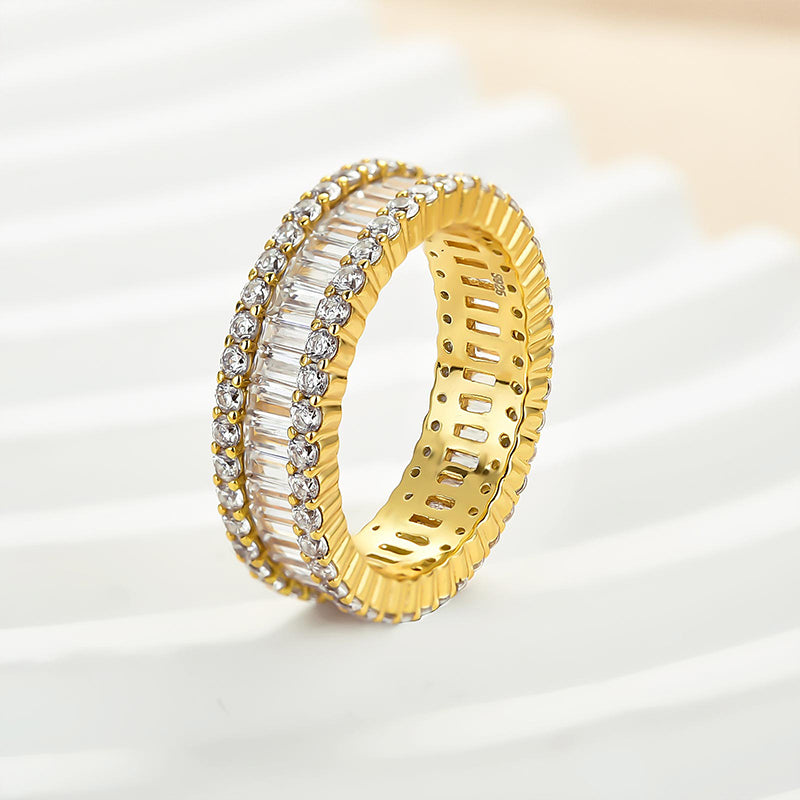 Louily Stunning Emerald Cut Women's Wedding Band In Sterling Silver - louilyjewelry