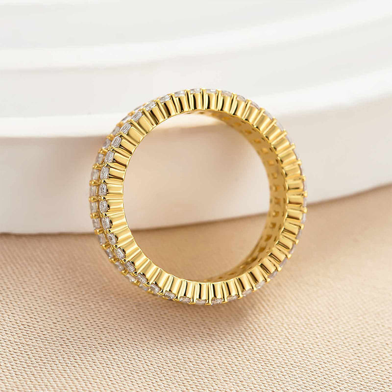 Louily Stunning Emerald Cut Women's Wedding Band In Sterling Silver - louilyjewelry