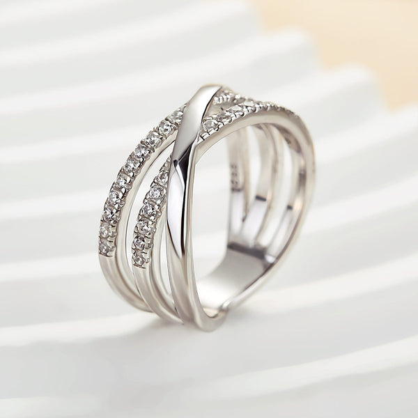 Louily Three Layer Cross Wedding Band