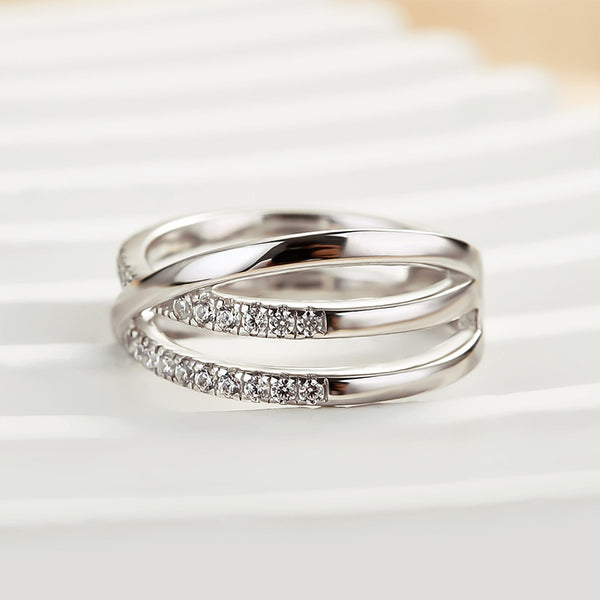 Louily Three Layer Cross Wedding Band