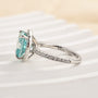 Louily Exquisite Halo Cushion Cut Cyan Blue Engagement Ring In Sterling Silver - louilyjewelry