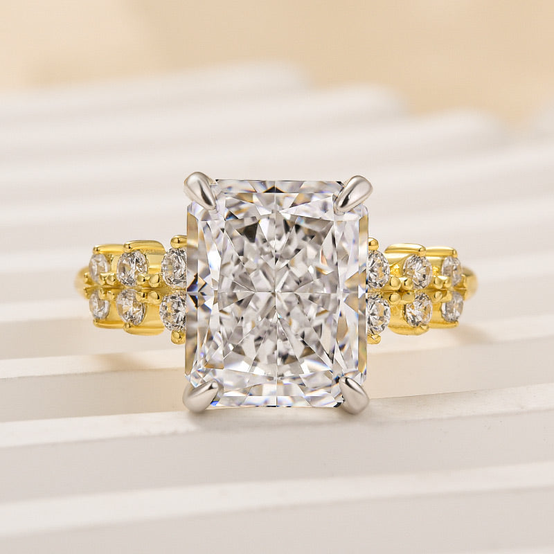 Louily Unique 4.5 Carat Radiant Cut Yellow Gold Engagement Ring - louilyjewelry