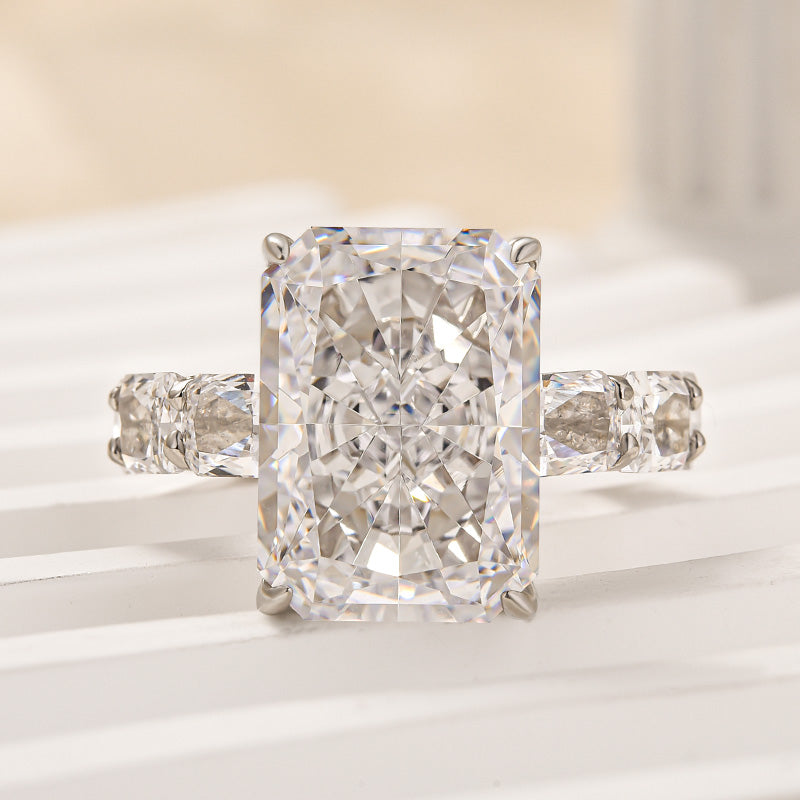 Louily Luxury Radiant Cut Engagement Ring For Women In Sterling Silver - louilyjewelry