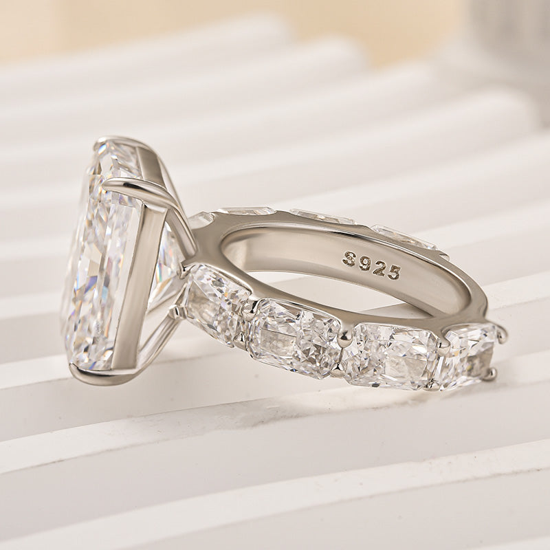 Louily Luxury Radiant Cut Engagement Ring For Women In Sterling Silver - louilyjewelry