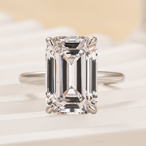 Louily 5.0Ct Emerald Cut Engagement Ring For Women