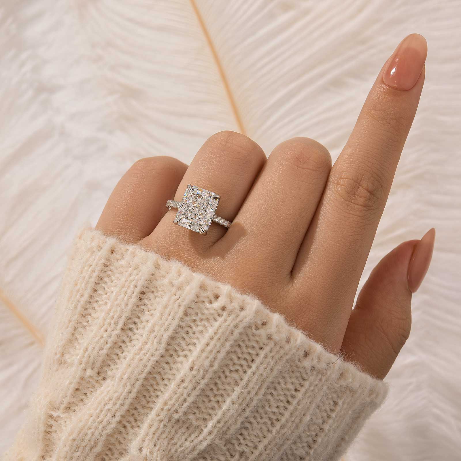 Classic 5.0Ct Radiant Cut Engagement Ring Travel Ring In Sterling Silver