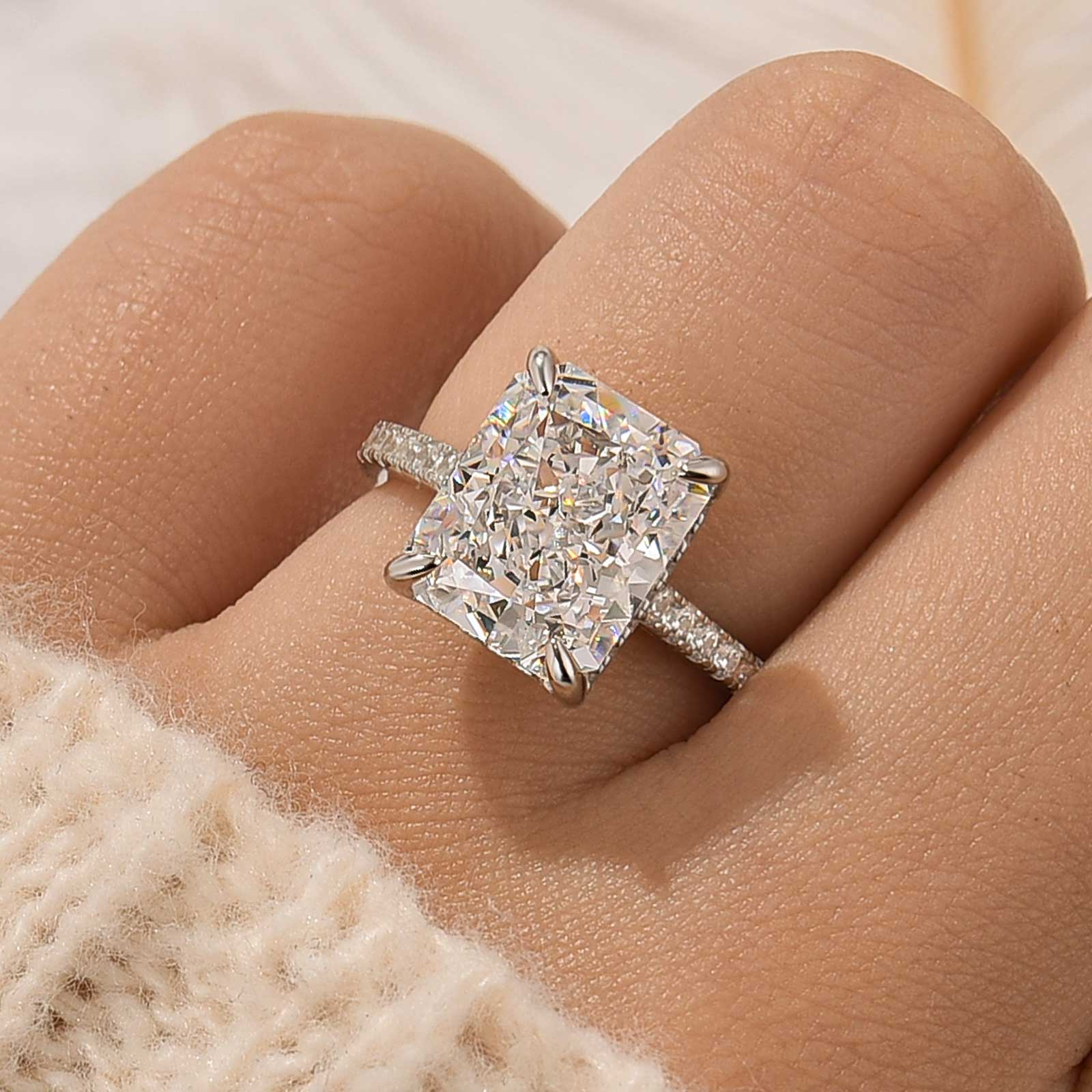 Classic 5.0Ct Radiant Cut Engagement Ring Travel Ring In Sterling Silver