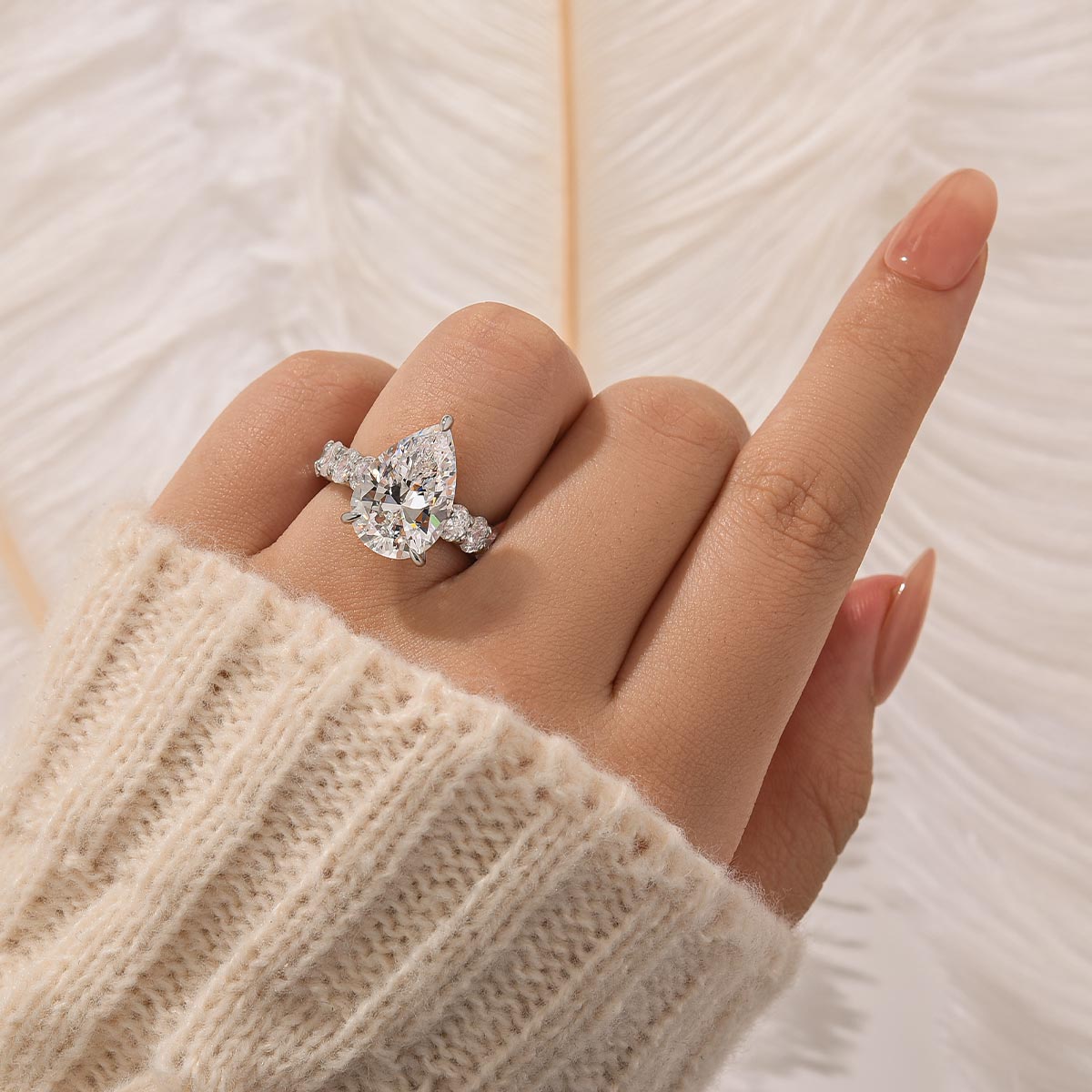 Luxe 5.0Ct Pear Cut Engagement Ring Travel Ring In Sterling Silver