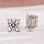 Moissanite 2.0Ct Cushion Cut Stud Earrings In Sterling Silver - louilyjewelry