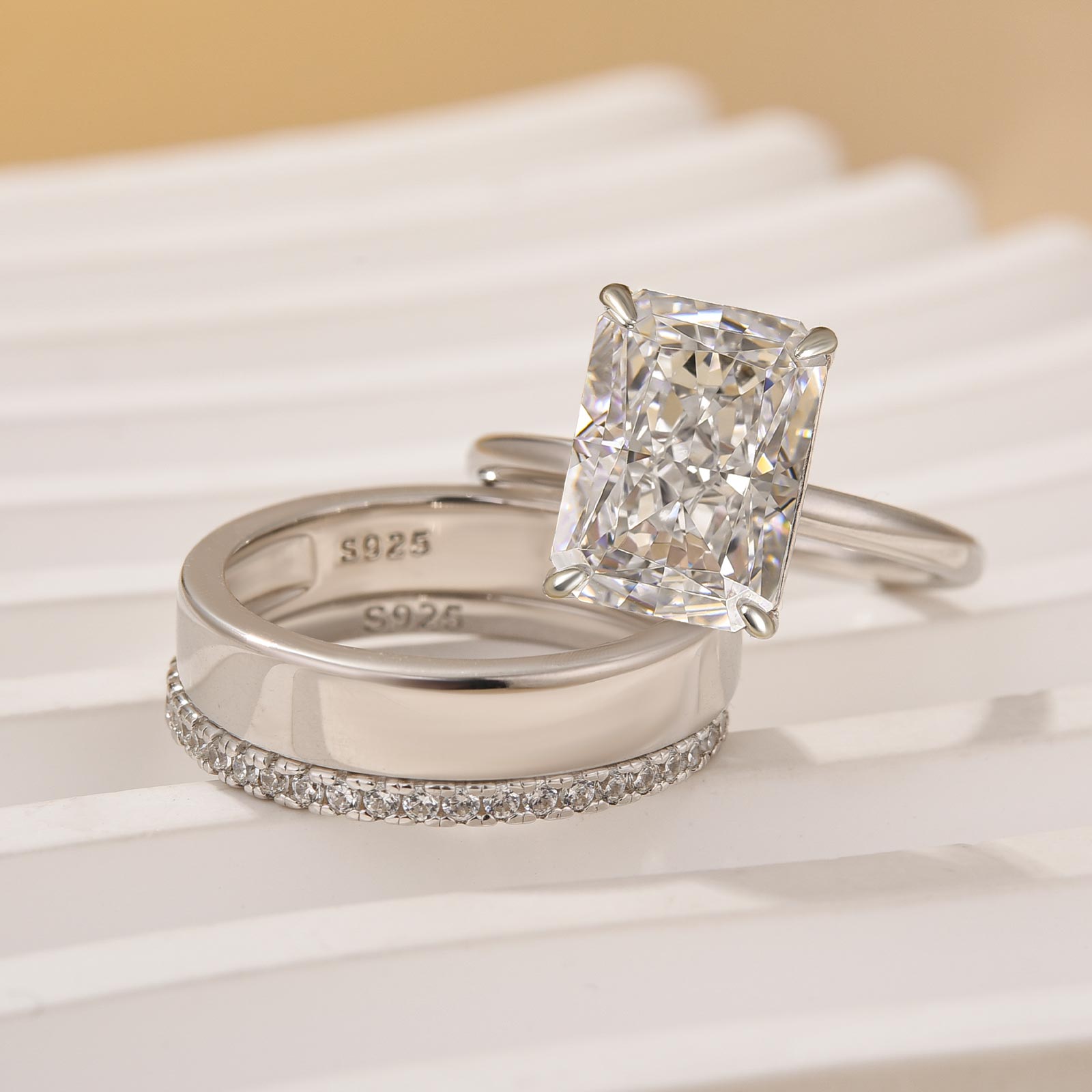 Louily Classic 5.0Ct Radiant Cut 3PC Wedding Set - louilyjewelry