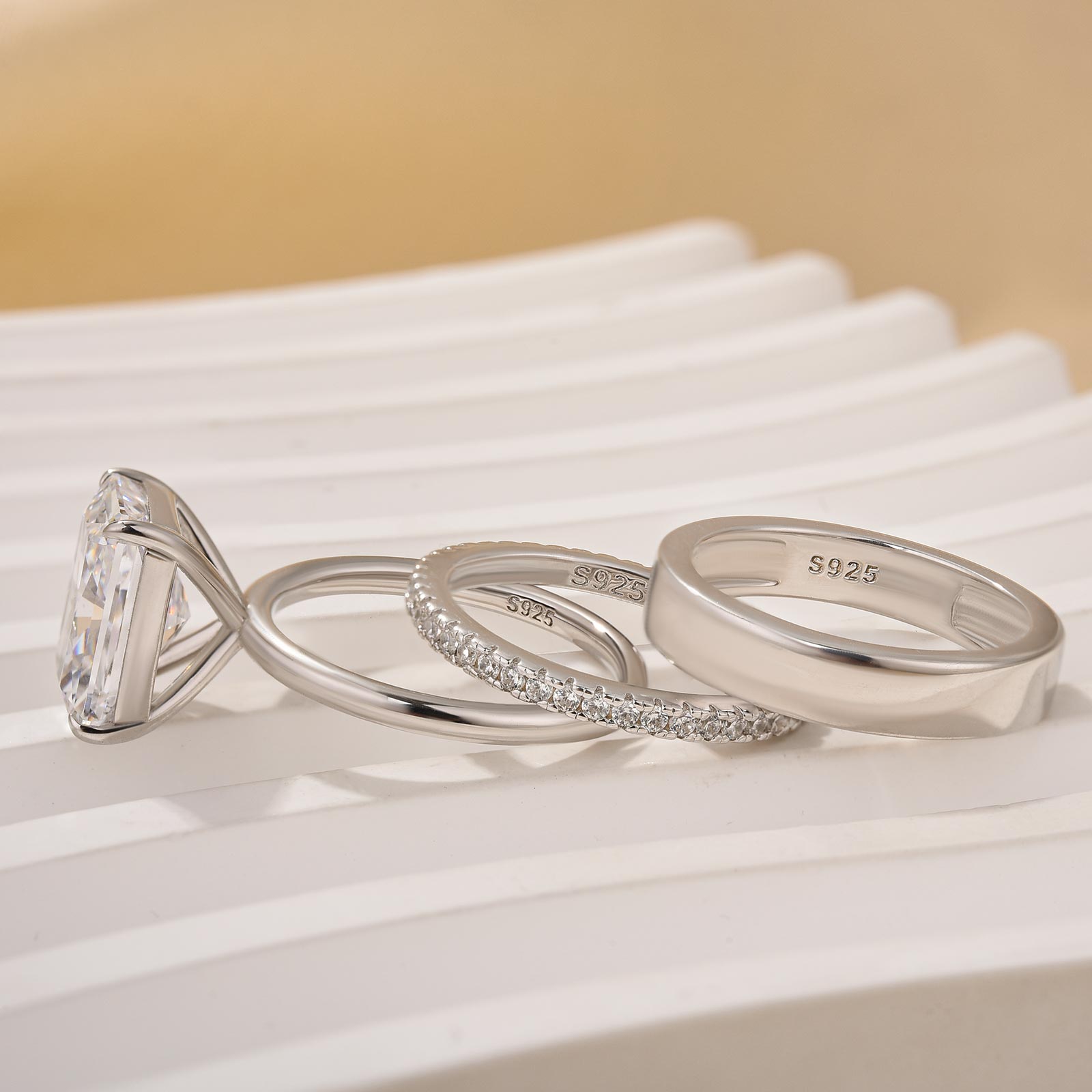 Louily Classic 5.0Ct Radiant Cut 3PC Wedding Set - louilyjewelry