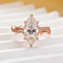Moissanite 3.0Ct Marquise Cut Twist Engagement Ring In Sterling Silver - louilyjewelry