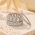 Cushion cut 4PC wedding band set in sterling silver